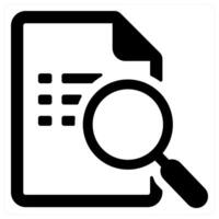 Search Document and document icon concept in black color vector
