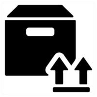 Upload box icon concept in black color vector