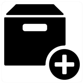 añadir caja icono concepto en negro color vector