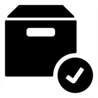 Vertified box icon concept in black color vector