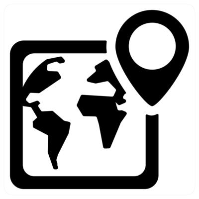 global location and location icon concept in black color