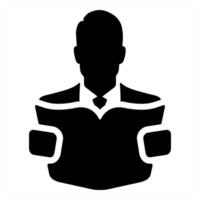 reader icon concept in black color vector