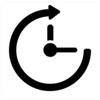 time and clock in black color vector