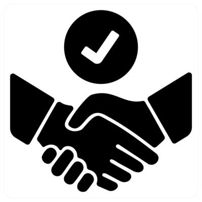 partnership and deal icon concept in black color