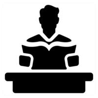 Book Reading icon concept in black color vector