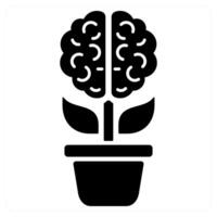 Brain and mind icon concept in black color vector