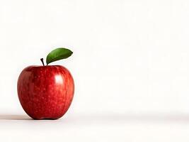 Apple with Leaf for Freshness Theme on White Background photo