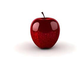 Shiny Red Apple with Detail Texture on White Background photo