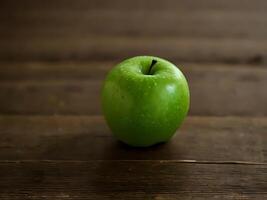Wooden Crate with Apples on Table photo