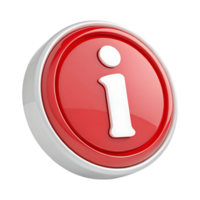 Red 3D info button, help, support, faq png