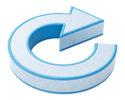 3D render of a circular arrow, symbolizing refresh, reload, or repeat. png