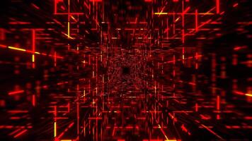 Red and Orange Simple Square Cyber Tunnel Background VJ Loop in 4K video