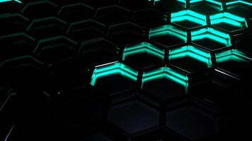 Turquoise and Purple Neon Active Glow Honeycomb Background VJ Loop in 4K video