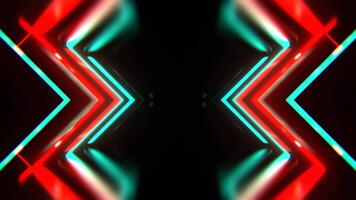 Turquoise and Red Glowing Neon Rhombus Background VJ Loop in 4K video