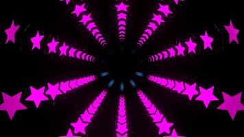 Cyan and Pink Tunnel with Flashing Neon Stars Background VJ Loop in 4K video