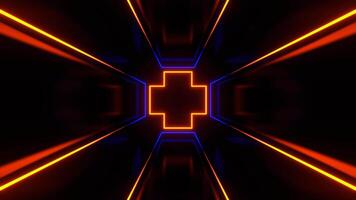 Blue and Orange Abstract Room with Neon Light Background VJ Loop in 4K video