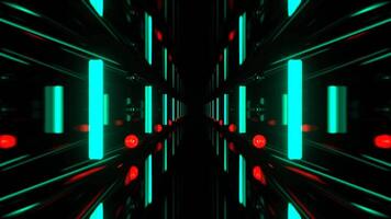 Red and Turquoise infinite Mirror Corridor with Neon Lighting Background VJ Loop in 4K video