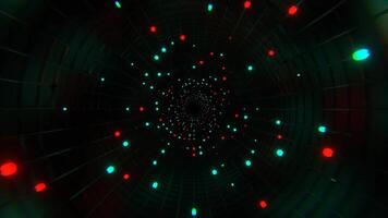 Turquoise and Red Elegant Abstract Corridor with Flashing Light Bulbs Background VJ Loop in 4K video