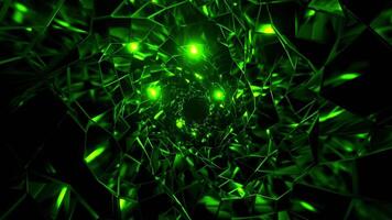 Green Abstract Spiral Polygonal Broken Glass Tunnel Background VJ Loop in 4K video