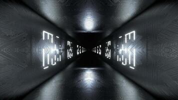 White Neon Cyber Tunnel with Holograms Background VJ Loop in 4K video