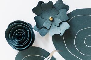 Paper cutting, ornament, design and model cut with a cutting plotter for professional activity or leisure, authentic activity and real life, flower photo