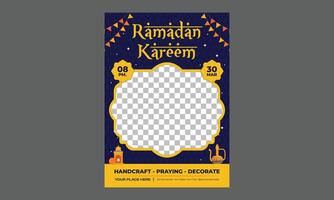 Ramadan Flyer. Islamic Ornament Lantern Background with empty space for photo vector