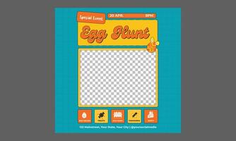 Easter Day Socials Media. Easter horizontal banners with colorful ornate eggs, flowers and confetti. vector
