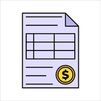 Financial Sheet Flat design style, document with table and coin icon, perfect for accounting visuals and business report infographics vector