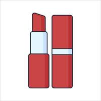 Lipstick Flat design style, red lipstick in sleek case, great for cosmetics promotions beauty store ads and makeup tutorials vector