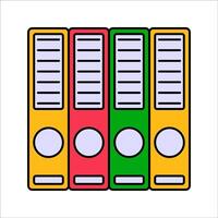 File Binders Flat design style, colorful document folders in a row, representing organized files, perfect for office, business, or admin-related designs vector