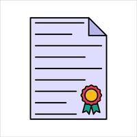 Certified Paper Flat design style, document with ribbon badge, indicating certification or license, suitable for admin graphics and compliance projects vector