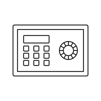 Safe Box Outline style, security safe for storing valuables, ideal for banking, finance, and cybersecurity-related designs vector