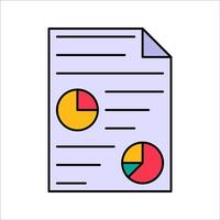 Report Sheet Flat design style, paper with pie charts, representing analytics or reports, great for financial infographics or business analysis visuals vector