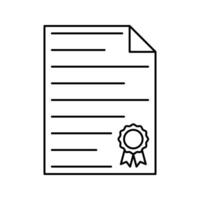 Certified Paper Outline style, document with ribbon badge, indicating certification or license, suitable for admin graphics and compliance projects vector