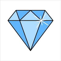 Diamond Flat design style, bright blue diamond icon, representing wealth or high value, suitable for luxury, finance, and savings-related visuals vector