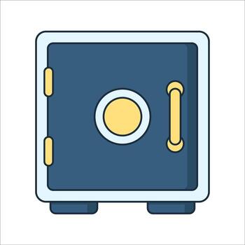 seguro caja plano diseño estilo, metálico seguro caja con teclado y manejar, ideal para seguridad temas bancario gráficos y inversión visuales vector