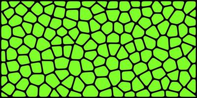 Abstract green background with irregular black polygonal cells forming a mosaic-like organic pattern. vector