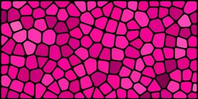 Vibrant mosaic pattern with irregular pink and magenta tiles outlined in black, creating a dynamic stained-glass effect perfect for backgrounds or design elements. vector