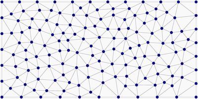 Abstract network of blue dots connected by thin lines, forming a geometric mesh pattern on a light background. vector