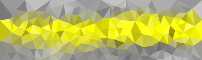 A modern low-poly background with a striking horizontal band of vibrant yellow against a muted gray geometric pattern. vector