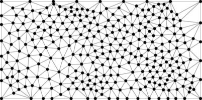 Abstract network of black dots and connecting lines forming a complex mesh on a white background. vector