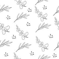 Elegant botanical pattern with eucalyptus leaves and berries vector