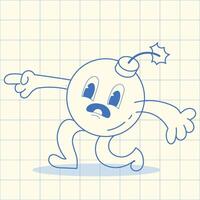 Cartoon Bomb Character with Retro Animation Style and Explosive Potential vector