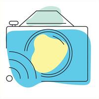 Aesthetic retro camera illustration with geometric shapes and pastel colors vector