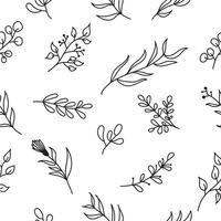Elegant floral pattern with hand-drawn botanical elements for textile design vector