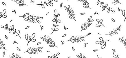 Elegant monochrome botanical pattern with delicate leaf and branch designs vector