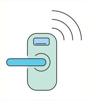 Illustration of a smart door handle with wireless connectivity feature vector