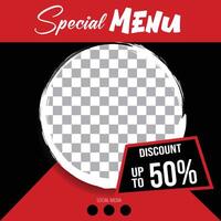 Modern social media template design for special menu promotion event vector