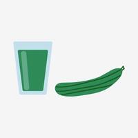 Cucumber juice. Hand drawn design, Illustration on white background. vector