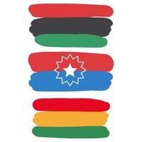 Set of flags, emblems, badges on Juneteenth. Flat design. Hand drawn illustration on white background. vector